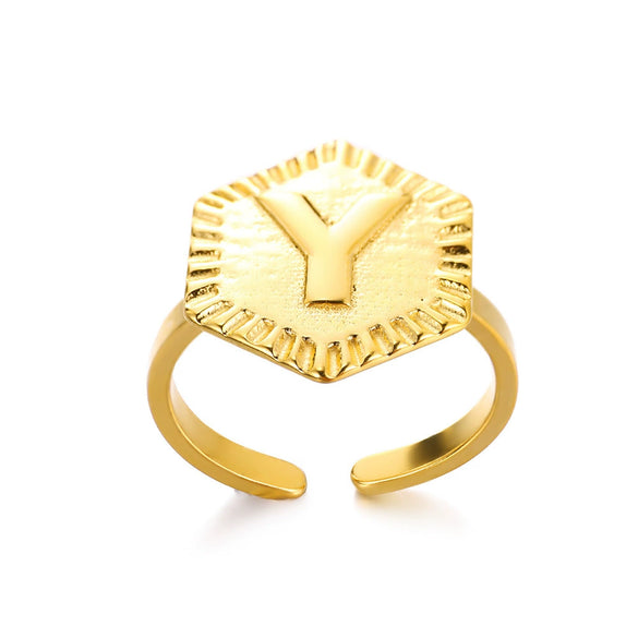 Fashion Stainless Steel Ring With Letters Numbers Text Electroplated Accessories