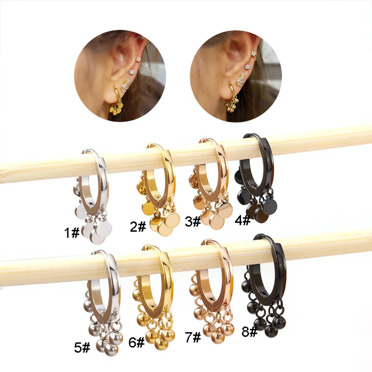 Ear Cartilage Rings & Studs Ethnic Style Geometric 316 Stainless Steel  Plating No Inlaid