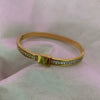 Fashion Stainless Steel Snake Shaped Bracelet With White Shell And Micro Inlaid Diamond Design Vacuum Plated