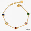 Fashion Stainless Steel Stacked Bracelet Set With Inlaid Zircon Love Pendant And Geometric Design Electroplated For Women