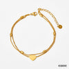 Fashion Stainless Steel Stacked Bracelet Set With Inlaid Zircon Love Pendant And Geometric Design Electroplated For Women