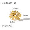 Fashion Stainless Steel Three Dimensional Flower Opening Ring Earrings 18K Furnace Vacuum Plated Jewelry For Women