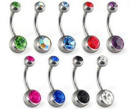 Fashion Stainless Steel Umbilical Ring Diamond Simple Umbilical Ring