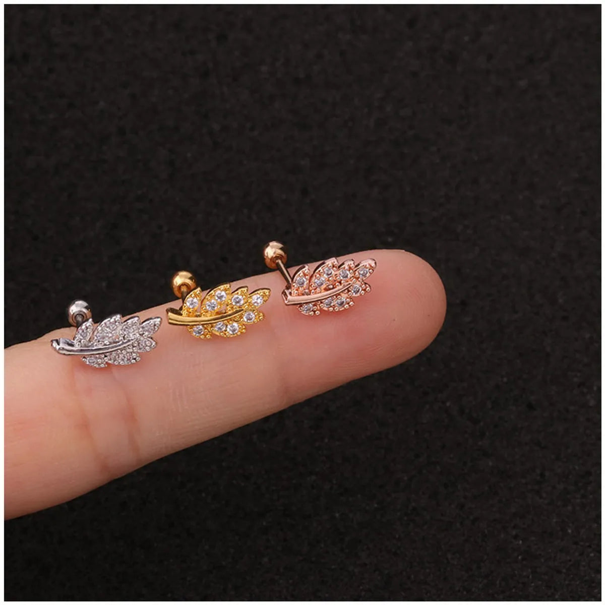 Fashion Stainless Steel Zircon Earrings Screw Pendant Earrings