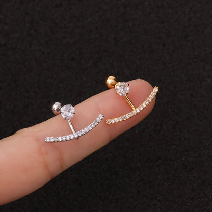 Fashion Stainless Steel Zircon Earrings Screw Pendant Earrings