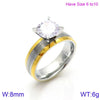 Fashion Stainless Steel Zircon Fourclaw Ring Set With Diamonds Geometric Style For Women And Couples