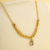 Fashion Stainless Steel Zircon Necklace Electroplated For Women