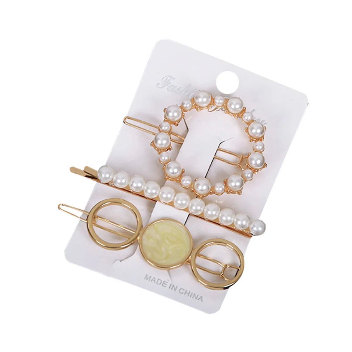 Fashion Star Alloy Inlay Pearl Hair Clip 3 Pieces