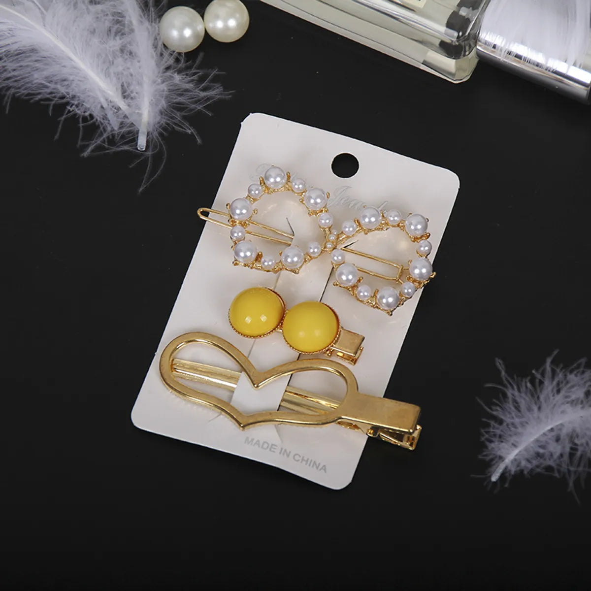 Fashion Star Alloy Inlay Pearl Hair Clip 3 Pieces