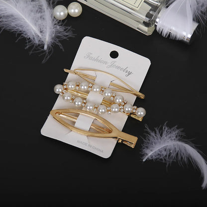 Fashion Star Alloy Inlay Pearl Hair Clip 3 Pieces