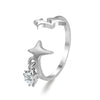 Fashion Star Alloy Inlay Rhinestones Unisex Open Ring 1 Piece