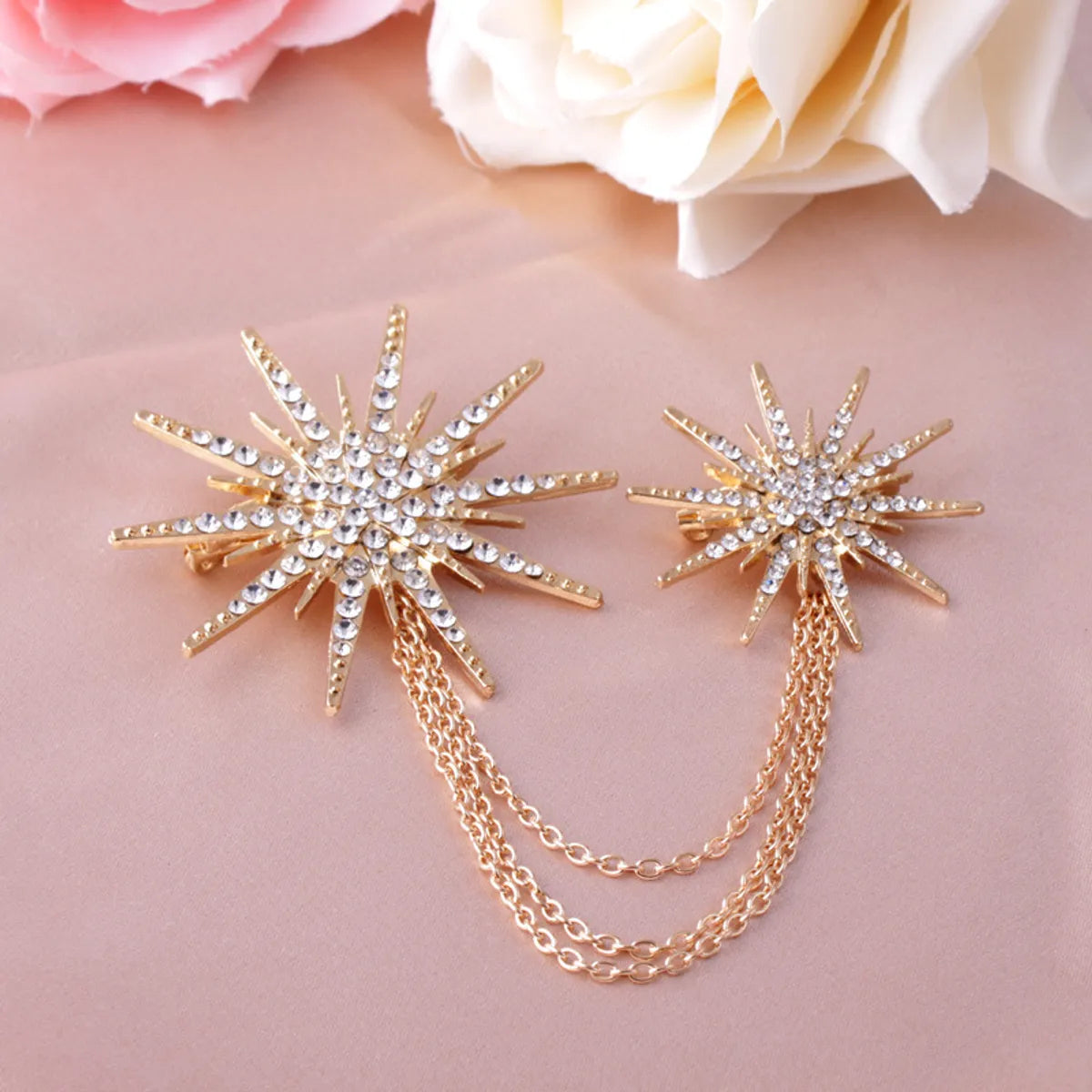 Fashion Star Alloy Plating Inlay Rhinestones Women'S Brooches