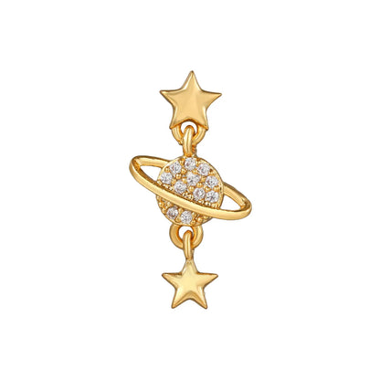 Fashion Star Brass Plating Zircon Ear Studs 1 Piece