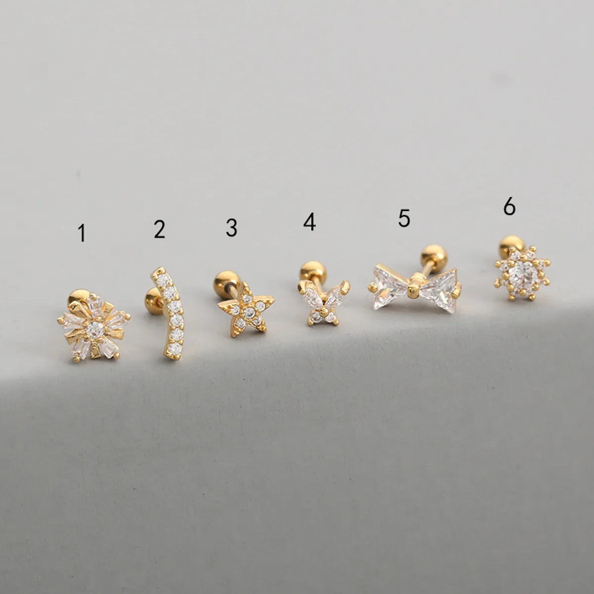 1 Piece Fashion Star Inlay Copper Zircon Ear Studs