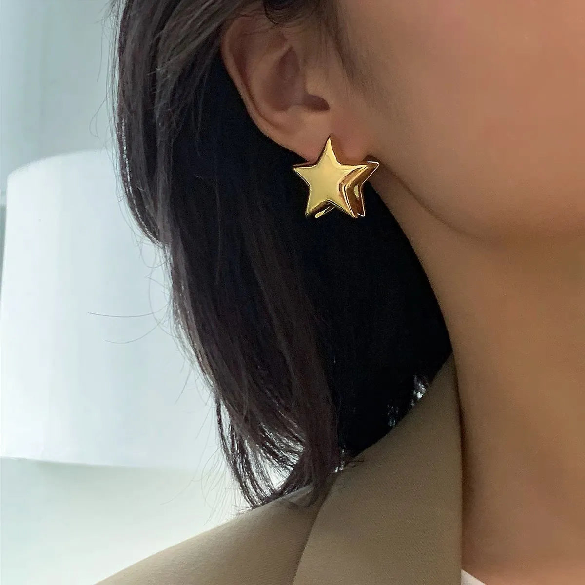 Fashion Star Plating Copper Ear Studs