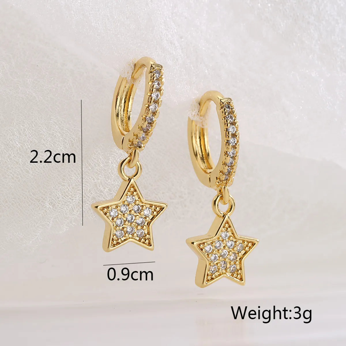 Fashion Star Copper Gold Plated Zircon Earrings 1 Pair