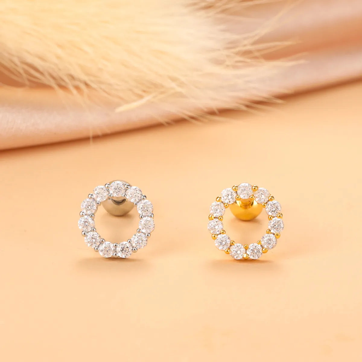 Fashion Star Heart Shape Stainless Steel Copper Plating Inlay Zircon Ear Studs 1 Piece