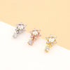 Fashion Star Heart Shape Stainless Steel Copper Plating Inlay Zircon Ear Studs 1 Piece