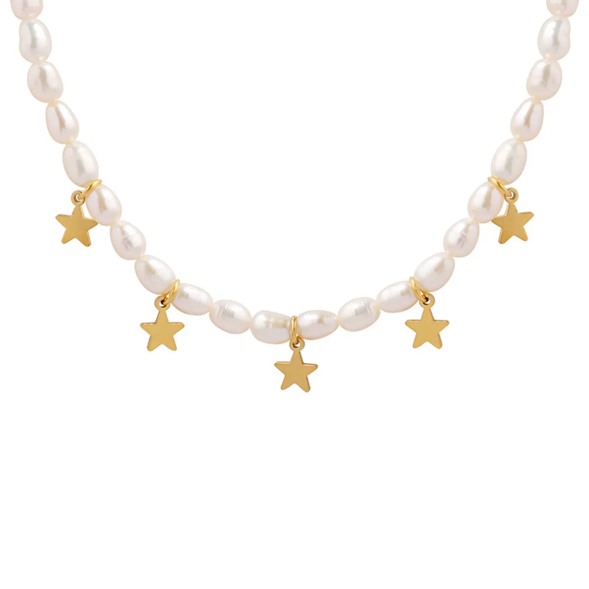 Fashion Star Pearl Titanium Steel Necklace