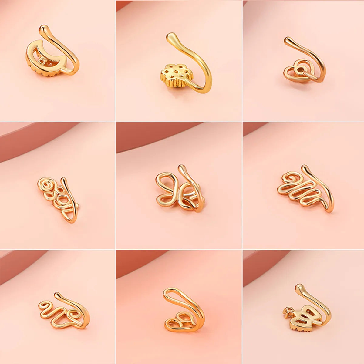 Fashion Star Moon Crown Copper Plating Zircon Nasal Splint 1 Piece