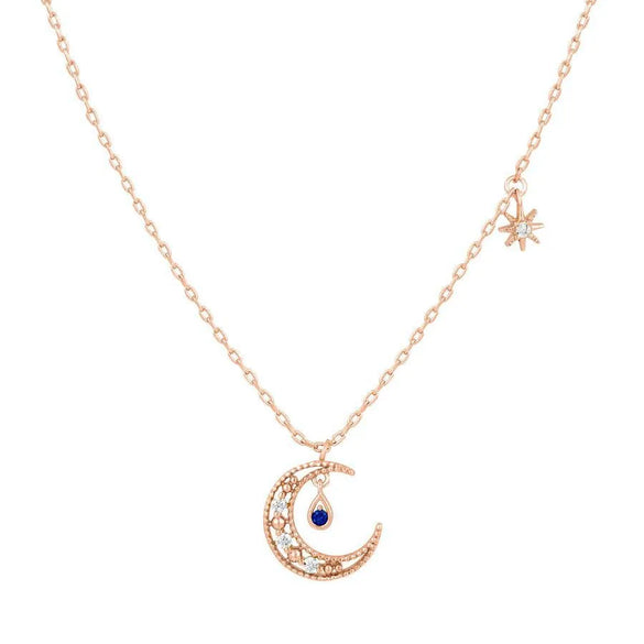 Ins Style Star And Moon Necklace Women'S All-Match Copper Plated Gold Fashion Jewelry Autumn New Products In Stock Necklace