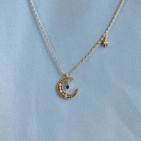Ins Style Star And Moon Necklace Women'S All-Match Copper Plated Gold Fashion Jewelry Autumn New Products In Stock Necklace