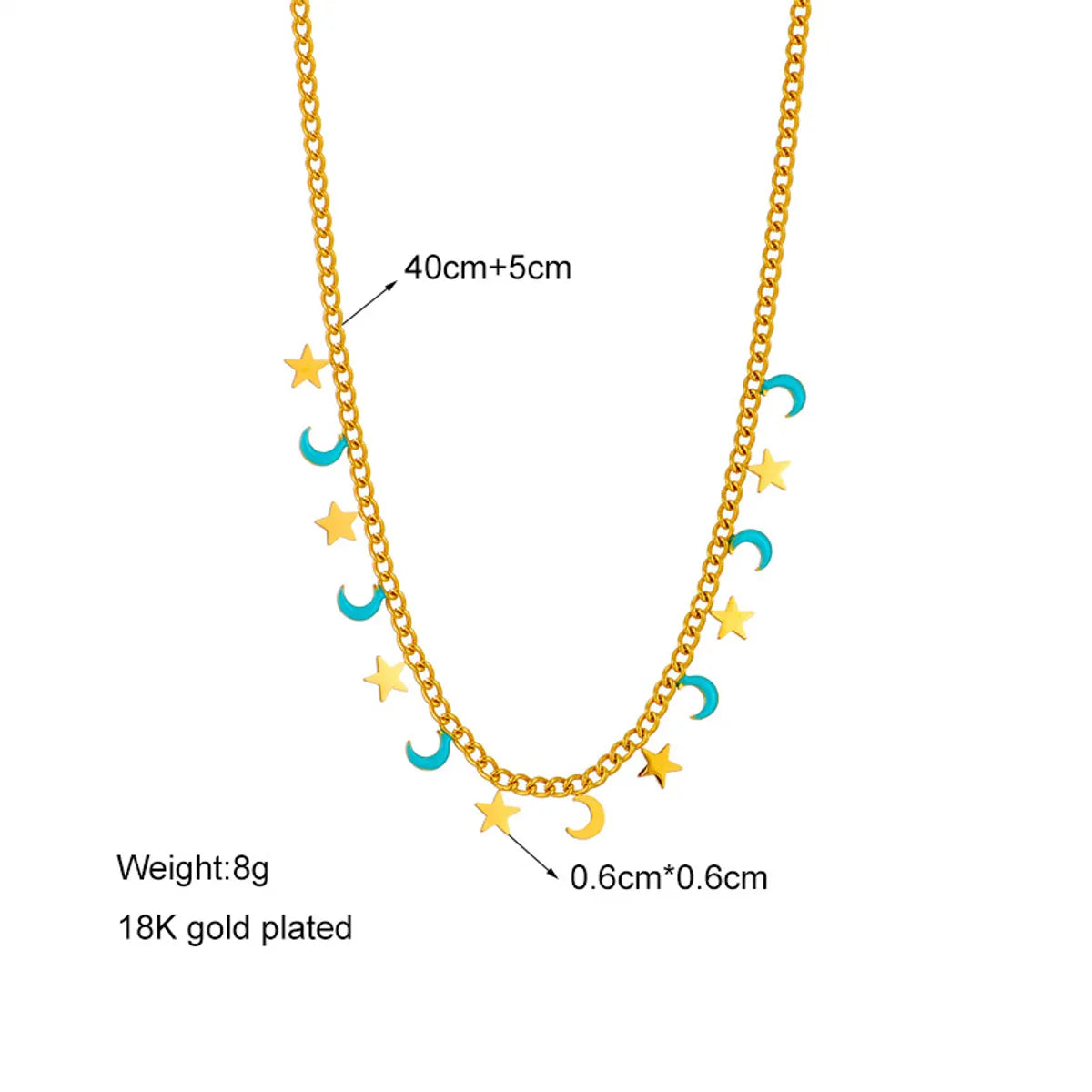 Fashion Star Moon Titanium Steel Enamel Necklace 1 Piece