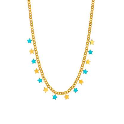 Fashion Star Moon Titanium Steel Enamel Necklace 1 Piece