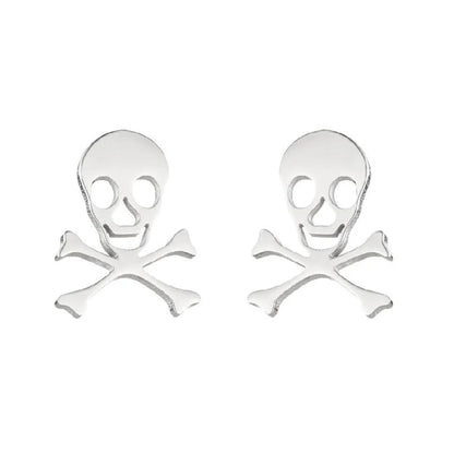 Fashion Star Smile Face Skull Stainless Steel Plating Hollow Out Ear Studs 1 Pair