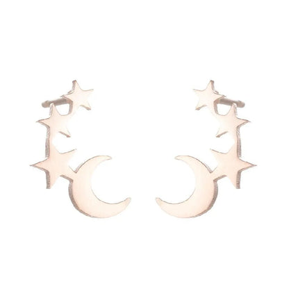 Fashion Star Smile Face Skull Stainless Steel Plating Hollow Out Ear Studs 1 Pair