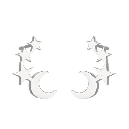 Fashion Star Smile Face Skull Stainless Steel Plating Hollow Out Ear Studs 1 Pair