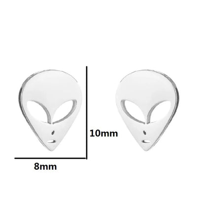 Fashion Star Smile Face Skull Stainless Steel Plating Hollow Out Ear Studs 1 Pair