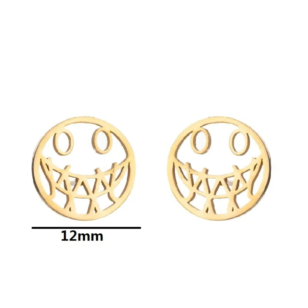 Fashion Star Smile Face Skull Stainless Steel Plating Hollow Out Ear Studs 1 Pair