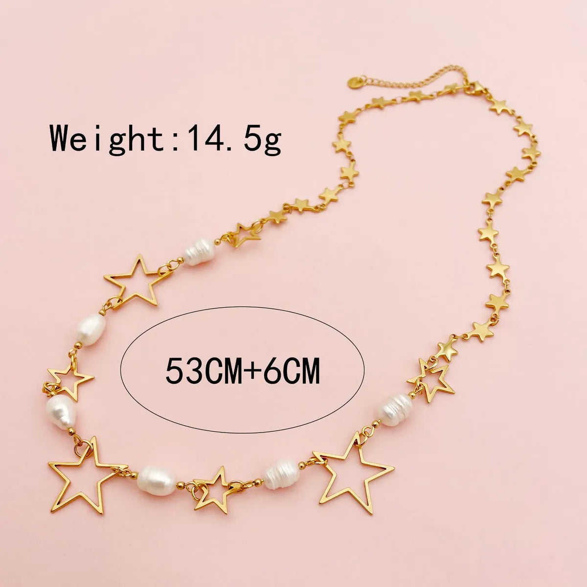 Fashion Star Stainless Steel Inlay Artificial Pearls Necklace