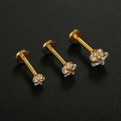 Fashion Star Stainless Steel Plating Zircon Lip Stud