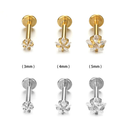 Fashion Star Stainless Steel Plating Zircon Lip Stud