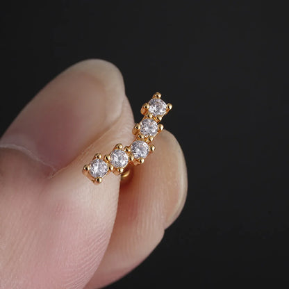 Fashion Star Stainless Steel Star Zircon Ear Studs 1 Piece