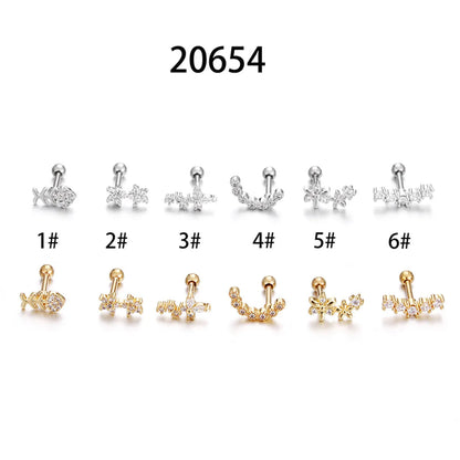 Fashion Star Stainless Steel Star Zircon Ear Studs 1 Piece