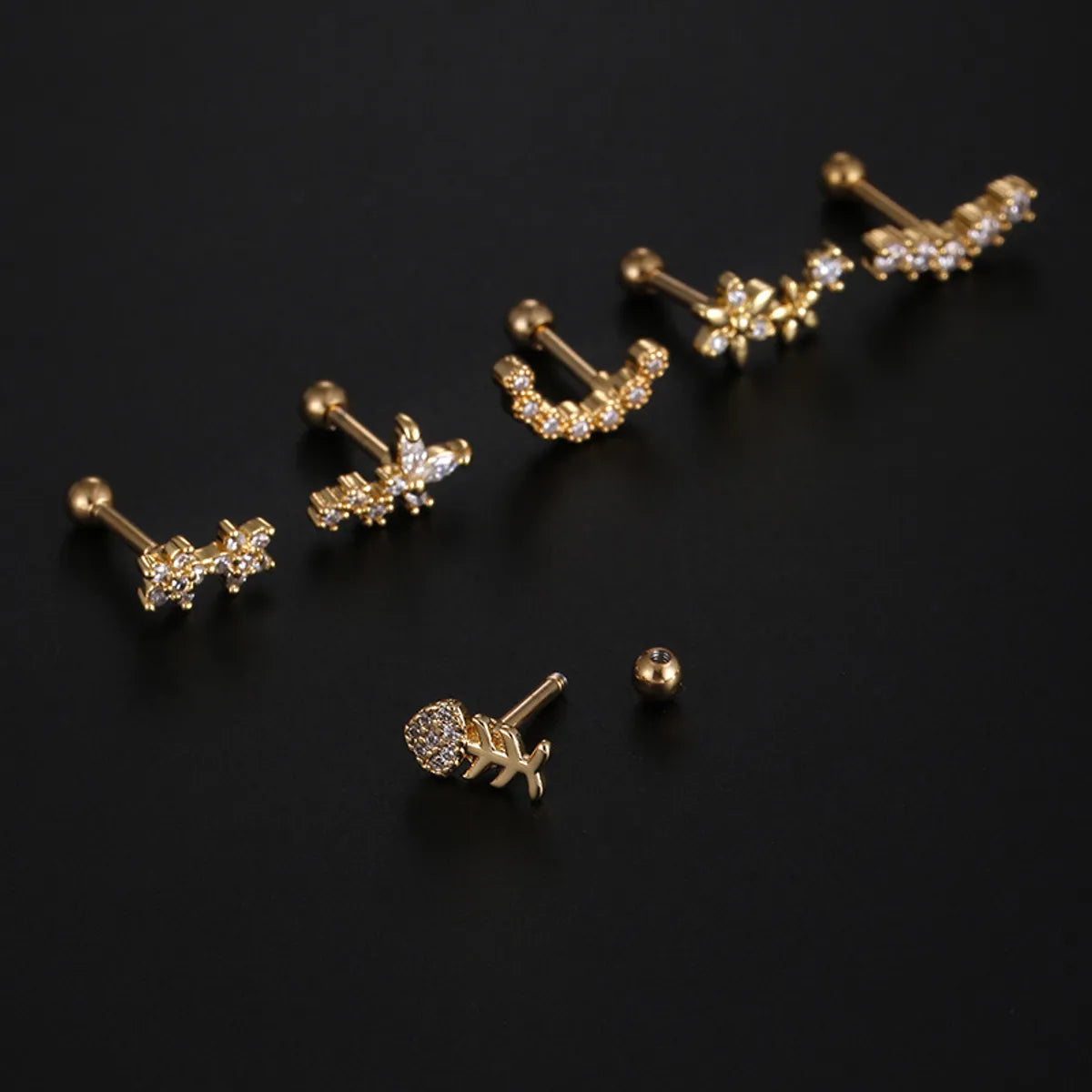 Fashion Star Stainless Steel Star Zircon Ear Studs 1 Piece