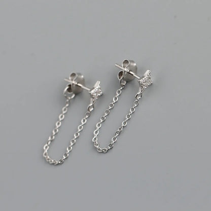 Fashion Star Sterling Silver Inlay Zircon Drop Earrings 1 Pair