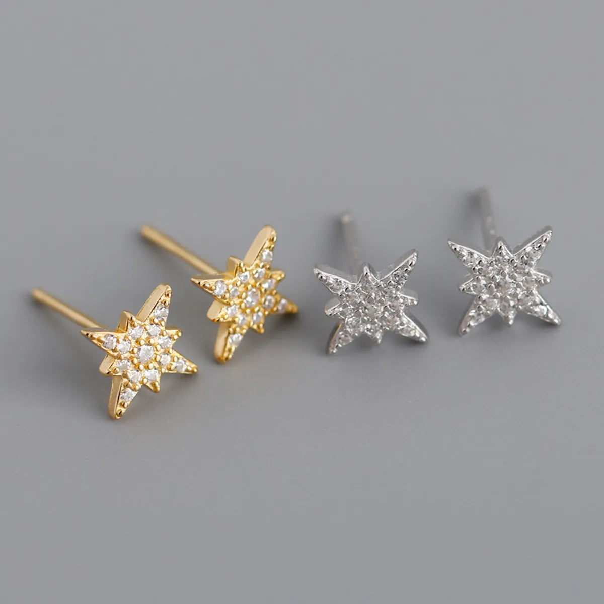 Fashion Star Sterling Silver Inlay Zircon Ear Studs 1 Pair