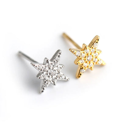 Fashion Star Sterling Silver Inlay Zircon Ear Studs 1 Pair