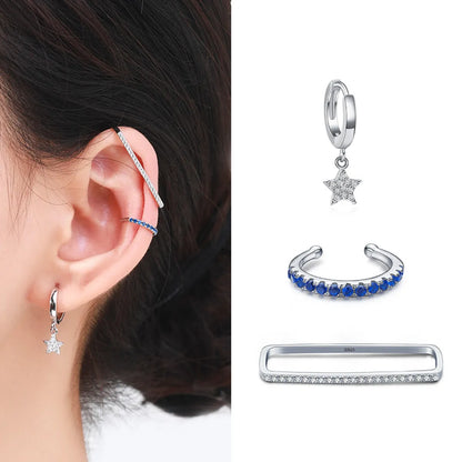 Fashion Star Sterling Silver Inlay Zircon Ear Studs 1 Piece