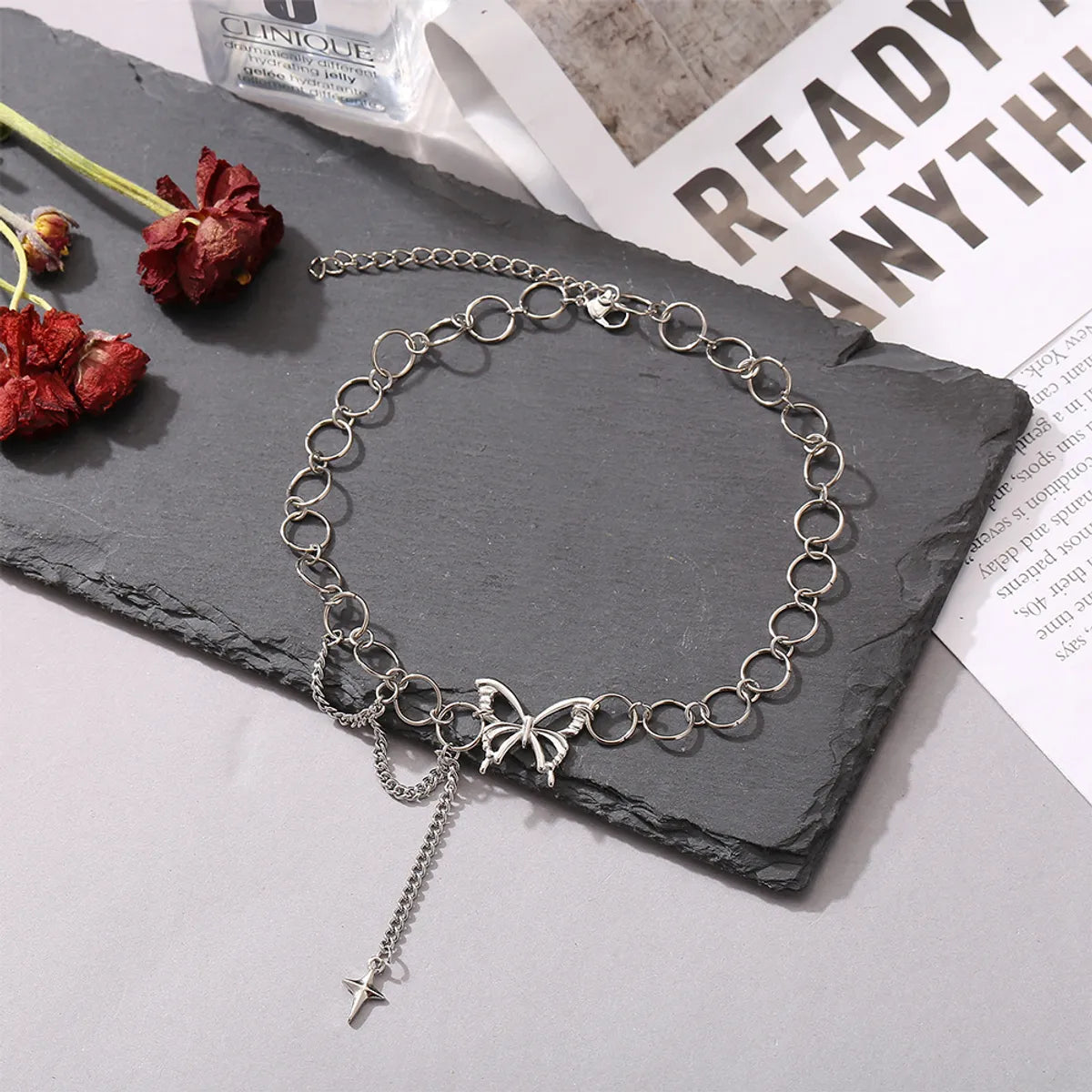 Fashion Star Tassel Butterfly Pendent Round Chain Necklace