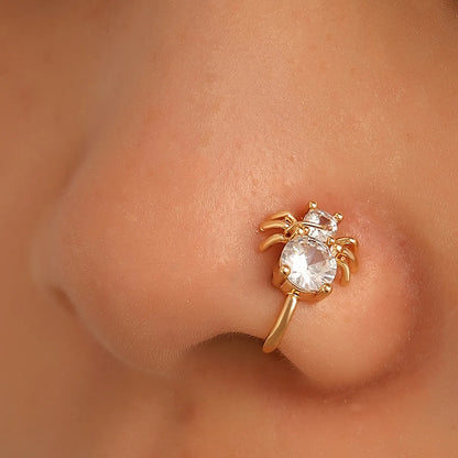 Fashion Star Water Droplets Bow Knot Copper Plating Zircon Nose Studs