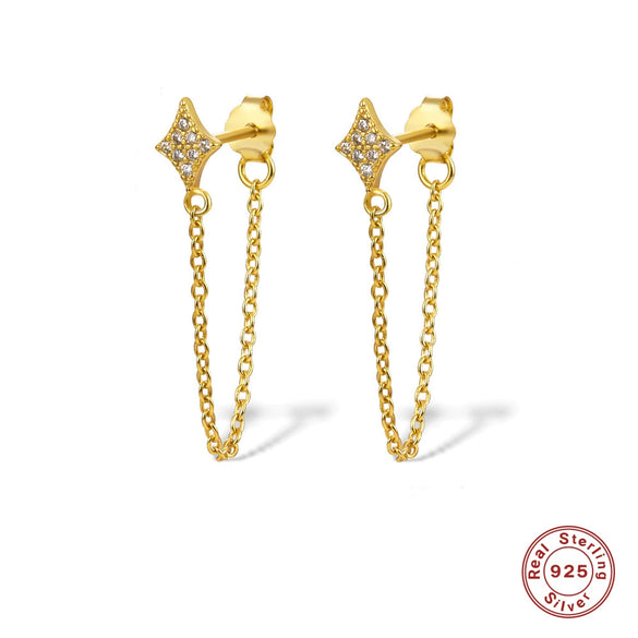 Fashion Star Women's Silver Earrings Inlaid Zircon Geometric Style