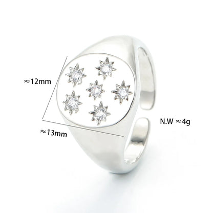 Fashion Star Zirconium Simple Retro Eight-pointed Star Opening Copper Ring