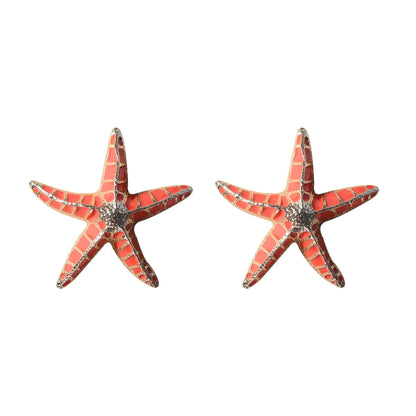 Fashion Starfish Alloy Enamel Ear Studs 1 Pair