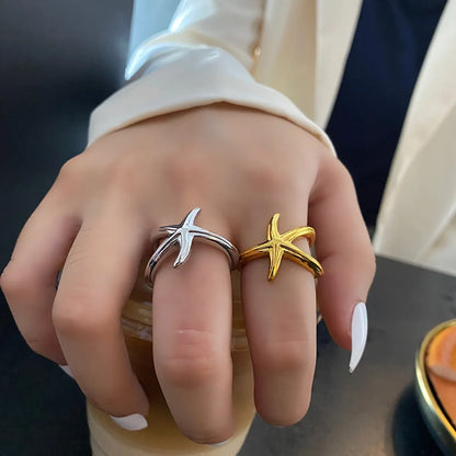 Fashion Starfish Geometric Solid Color Niche Index Finger Seaside Simple Ring