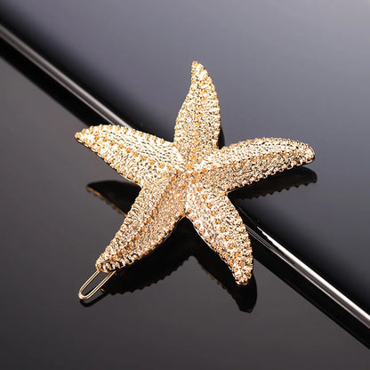 Fashion Starfish Metal Inlay Rhinestones Hair Clip 1 Piece